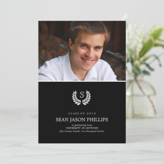 Law-rel Wreath Monogram Law Afstuderen Kaart (Staand voorkant)