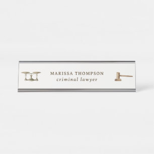 Law Scales Gavel Juridisch Antiek Custom Name Bureau Naambordje
