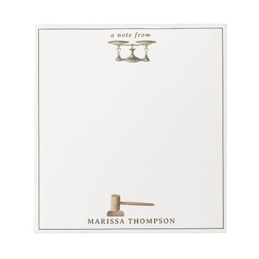 Law Scales Gavel Juridisch Antiek Custom Name Notitieblok (Voorkant)