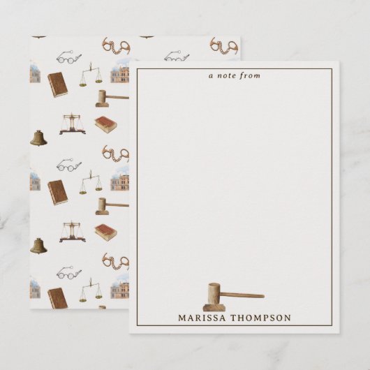 Law Scales Gavel Juridisch Antiek Custom Name Notitiekaartje (Voorkant / Achterkant)