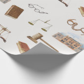 Law Scales Gavel Juridisch Antiek Patroon Cadeaupapier (Hoek)