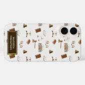 Law Scales Gavel Juridisch Antiek Patroon Case-Mate iPhone Case (Achterkant (horizontaal))