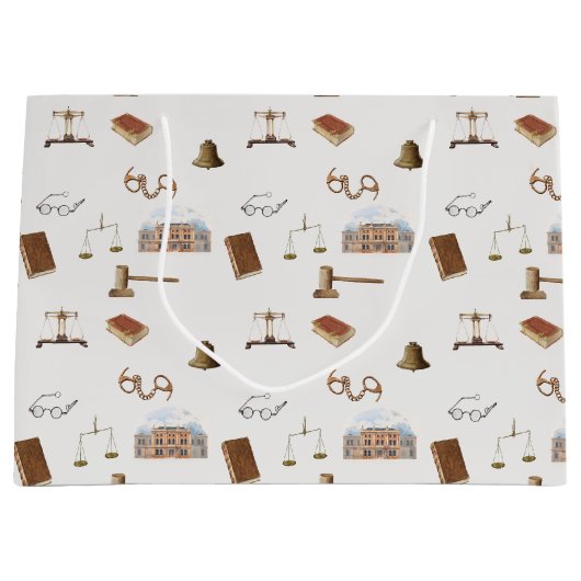 Law Scales Gavel Juridisch Antiek Patroon Groot Cadeauzakje (Voorkant)