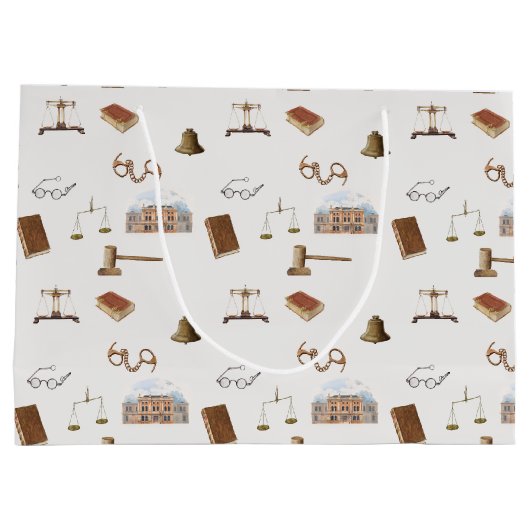 Law Scales Gavel Juridisch Antiek Patroon Groot Cadeauzakje (Achterkant)