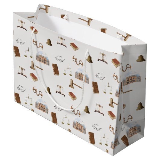 Law Scales Gavel Juridisch Antiek Patroon Groot Cadeauzakje (Achterkant Gekanteld)