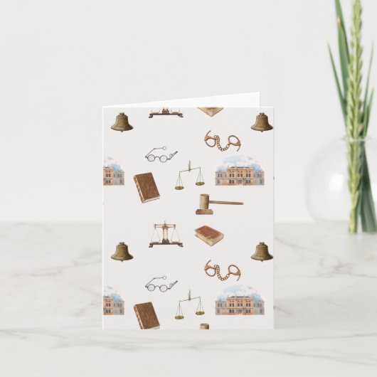 Law Scales Gavel Juridisch Antiek Patroon Kaart (Voorkant)