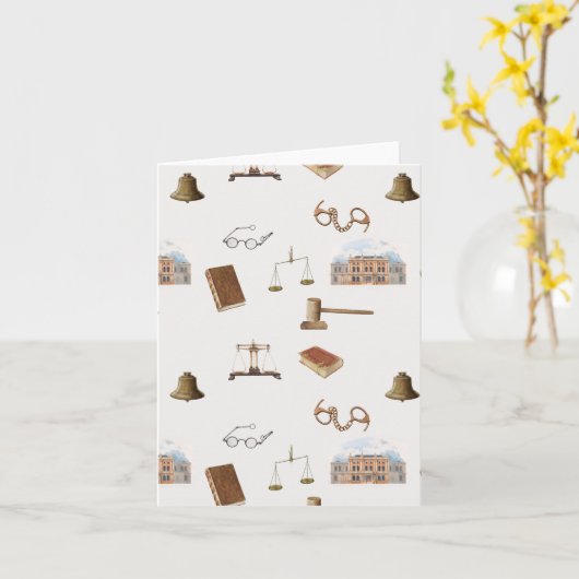 Law Scales Gavel Juridisch Antiek Patroon Kaart (Gele Bloem)