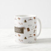 Law Scales Gavel Juridisch Antiek Patroon Koffiemok (Voorkant rechts)