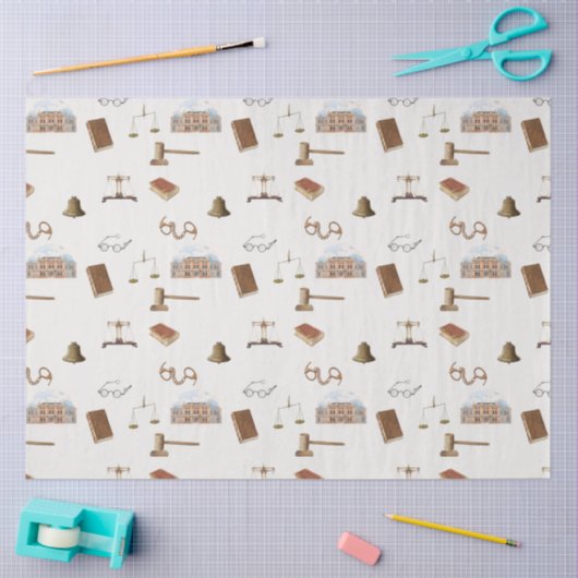 Law Scales Gavel Juridisch Antiek Patroon Tissuepapier (Craft)