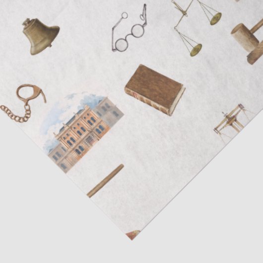 Law Scales Gavel Juridisch Antiek Patroon Tissuepapier (Detail)