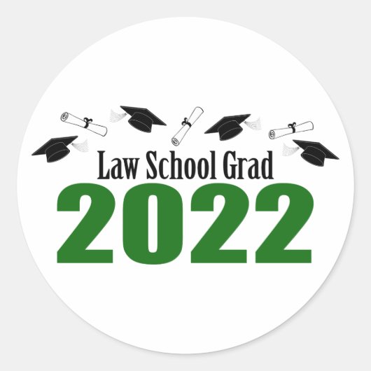 Law School Afstudeerder 2022 Petten en diploma's ( Ronde Sticker (Voorkant)