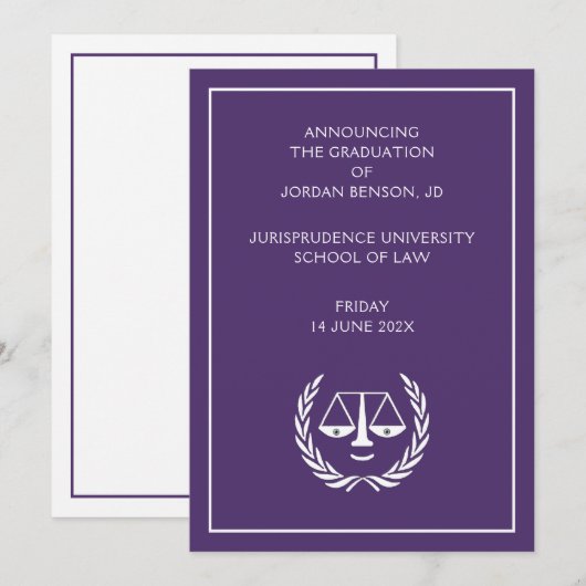 Law School Afstuderen aankondiging (Voorkant / Achterkant)