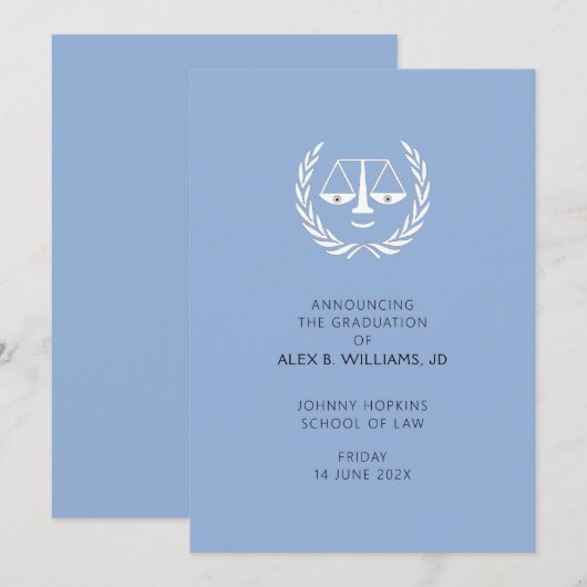 Law School Afstuderen aankondiging (Voorkant / Achterkant)