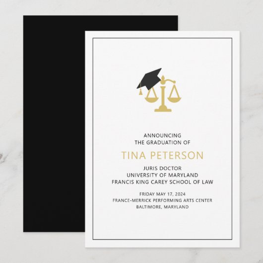 Law School Afstuderen aankondiging (Voorkant / Achterkant)
