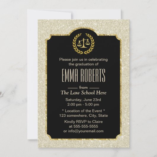 Law School Afstuderen Elegant Ivory Glitter Lawyer Kaart (Voorkant)