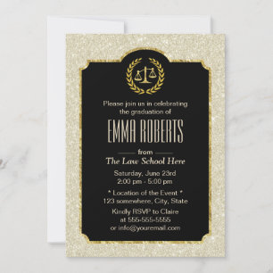 Law School Afstuderen Elegant Ivory Glitter Lawyer Kaart
