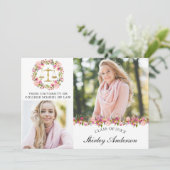 Law School Afstuderen Floral 2 Foto aankondiging (Staand voorkant)