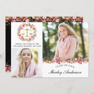 Law School Afstuderen Floral 2 Foto aankondiging