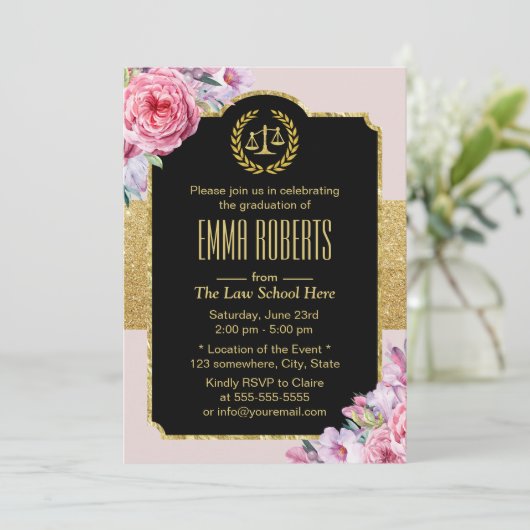 Law School Afstuderen  Floral Future Lawyer Kaart (Staand voorkant)