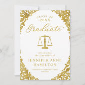 Law School Afstuderen Foto Aankondiging Wit (Voorkant)