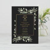 Law School Afstuderen Foto Black en Gold Foliage Kaart (Staand voorkant)