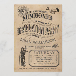 -Law School Afstuderen Invitation Retro Kaart