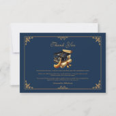 Law School Afstuderen Modern Navy Blue Gold Bedankkaart (Voorkant)