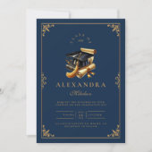 Law School Afstuderen Modern Navy Blue Gold Kaart (Voorkant)