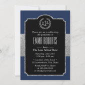 Law School Afstuderen Navy Blue & Silver Lawyer Kaart (Voorkant)