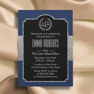 Law School Afstuderen Navy Blue & Silver Lawyer Kaart