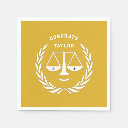 Law School Afstuderen Party Gold Servet (Voorkant)