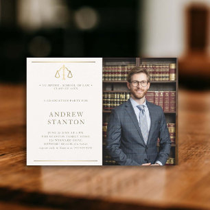 Law School Afstuderen Schalen Foto Modern Elegant Kaart