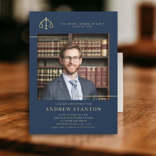 Law School Afstuderen Schalen Foto Modern Navy Kaart