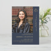 Law School Afstuderen Schalen Justice Classic Foto Kaart (Staand voorkant)