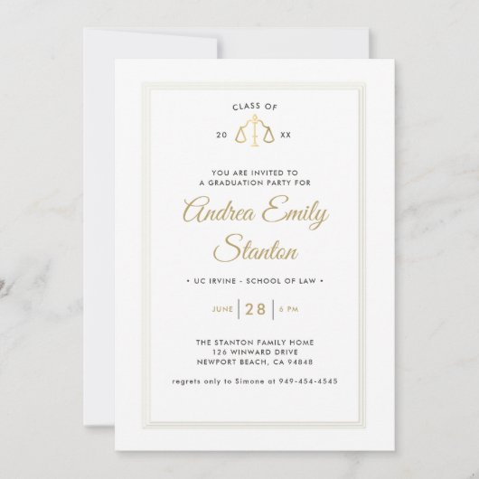 Law School Afstuderen Schalen van Justitie Faux Go Kaart (Voorkant)