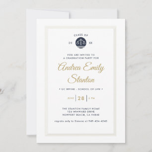 Law School Afstuderen Schalen van Justitie Navy Go Kaart