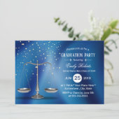 Law School Afstuderen Silver Scales Navy Blue Kaart (Staand voorkant)