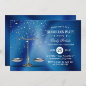 Law School Afstuderen Silver Scales Navy Blue Kaart (Voorkant / Achterkant)