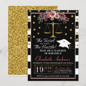 Law School Afstuderen Uitnodiging -Floral (Voorkant / Achterkant)