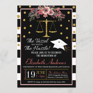 Law School Afstuderen Uitnodiging -Floral