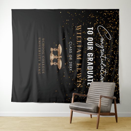 Law School Black Gold Afstuderen Foto achtergrond Wandkleed (In Situ (horizontaal))