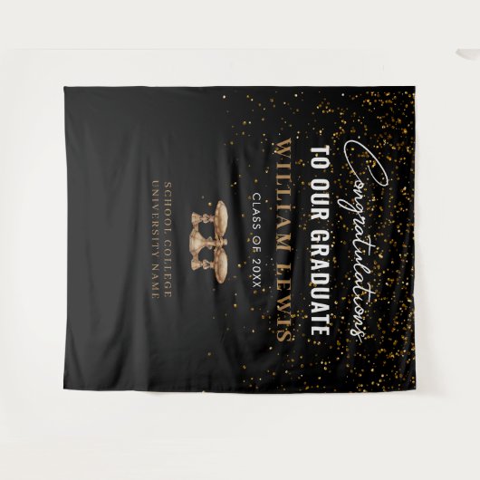 Law School Black Gold Afstuderen Foto achtergrond Wandkleed (Voorkant (horizontaal))