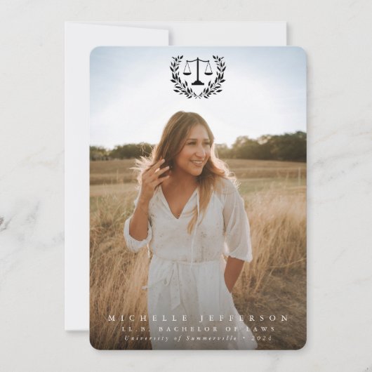 Law School Black Overlay 2 Photo Afstuderen Aankondiging (Voorkant)