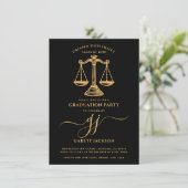 Law School Gold Script Photo Black Graduation  Kaart (Staand voorkant)