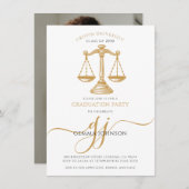 Law School Gold Script Photo Graduation Party Kaart (Voorkant / Achterkant)