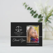 Law School Graduation Name Photo Thank You Briefkaart (Staand voorkant)