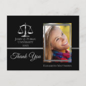Law School Graduation Name Photo Thank You Briefkaart (Voorkant)