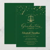 Law School Graduation Party Gold Confetti Groen Kaart (Voorkant / Achterkant)