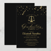 Law School Graduation Party Gold Confetti Zwart Kaart (Voorkant / Achterkant)
