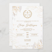 Law School Graduparty - Eenvoudig goud en wit Kaart (Voorkant / Achterkant)